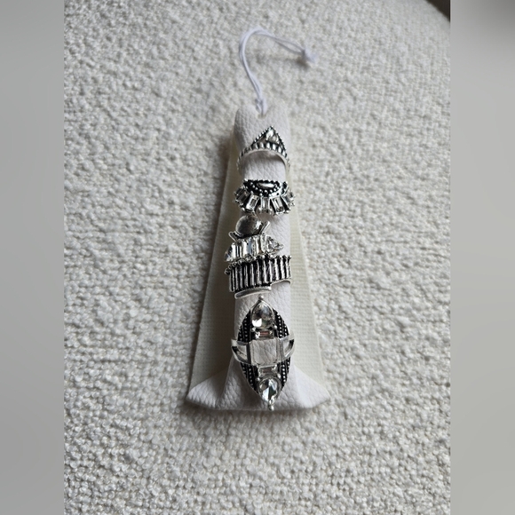 Free People, Rhapsody Ring Set, Silver/Black - Picture 3 of 6